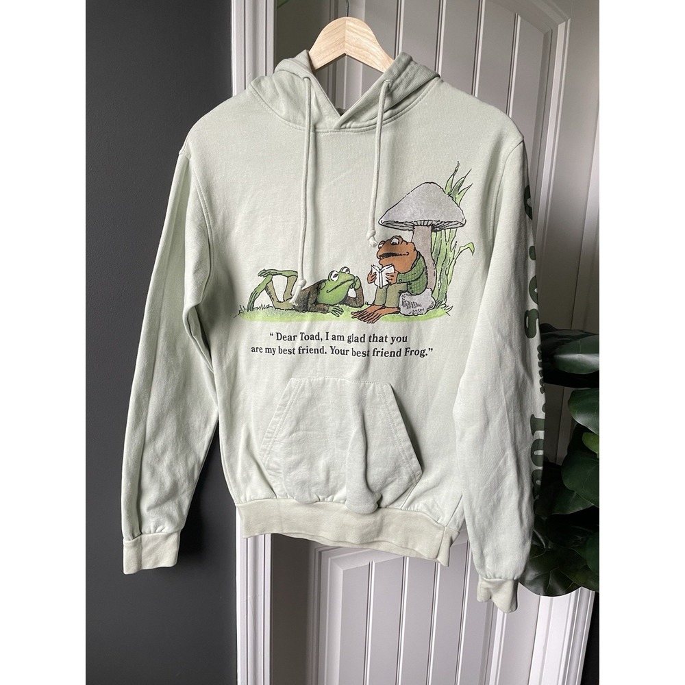 Frog and Toad Best Friends Green Graphic Hoodie XS Book Lover Readers Minor Flaw